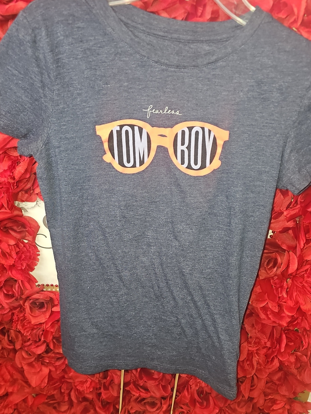 Aeropostale Girls Fearless Tom Boy Graphic Tee - Navy Blue Size Med
